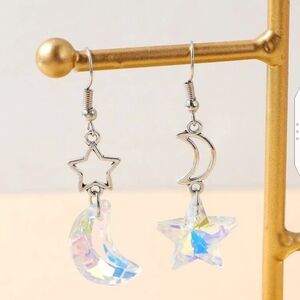 ✨🌙 CRYSTAL STAR & MOON MISMATCHED EARRINGS🌙 ✨